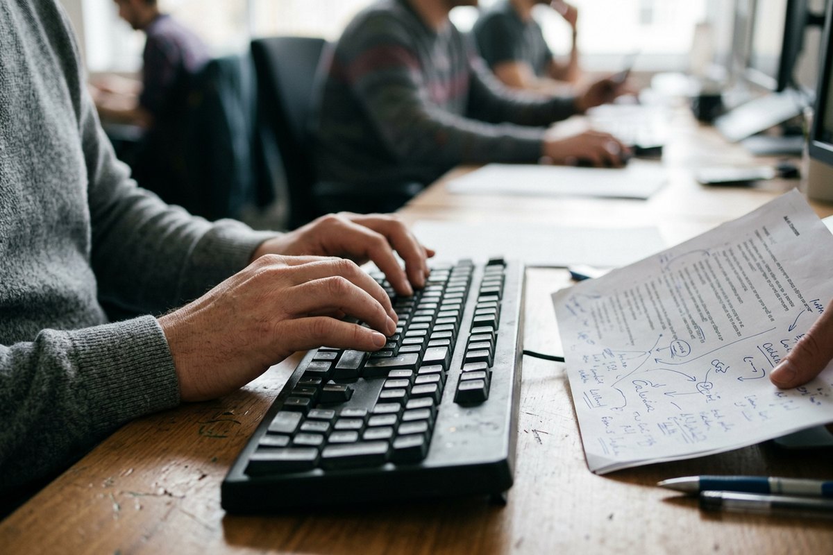 développeuse devant plusieurs écrans de code lors d'une formation microsoft 365 : migration vers le cloud