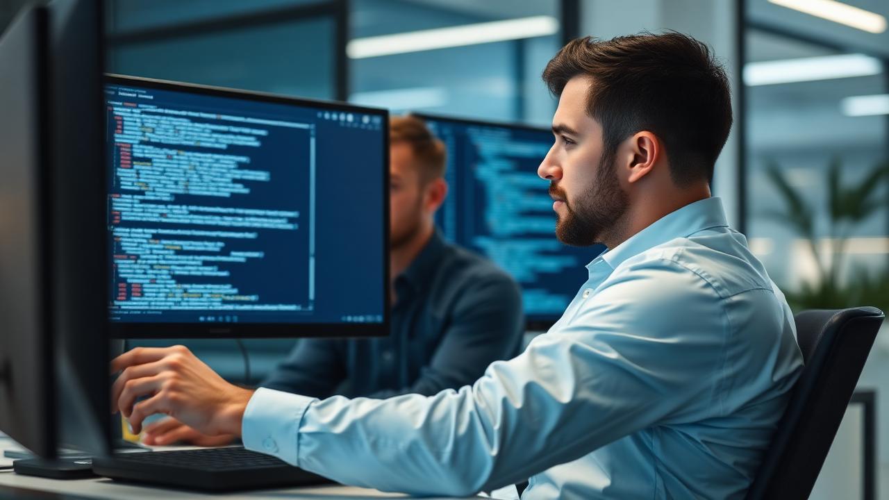 deux ingénieurs travaillant sur écran pendant une formation accessibilité web éditoriale